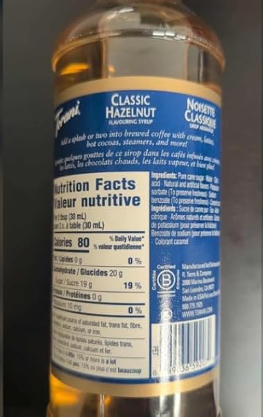 TORANI SYRUP, CLASSIC HAZELNUT, 25.4-OUNCE BOTTLES (PACK OF 3)