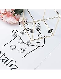 Hanpabum 40pcs Vintage Knuckle Ring Set for Women Boho Stackable Rings Set Hollow Carved Flowers