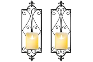 LMSNE Metal Wall Candle Sconce Holder Set of 2 Wall Mount Candle Holders Vintage Hanging WallsDecoration for Fireplace Living