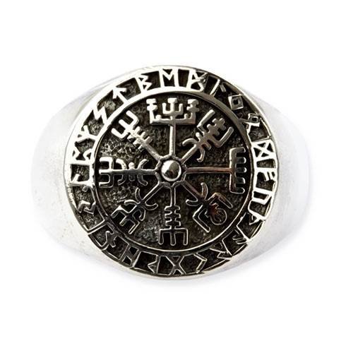 Ring Wikinger Kompass Vegvisir Mit Runen 925er Sterling Silber
