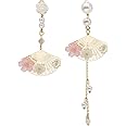 Pink Flower Pearl Sakura Leaf Earrings Ginkgo Biloba Cat Fairy Flower Statement Earrings For Women