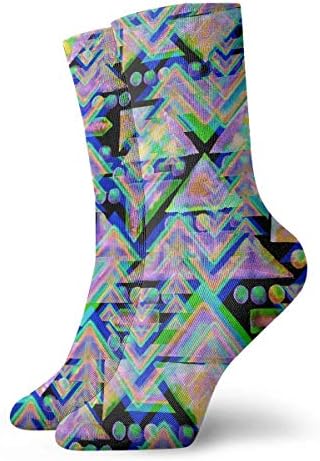 YudoHong Personalized Geometric Watercolor Neons Pattern Socks Colorful Cool Sport Athletic Stockings For Men & Women knee socks