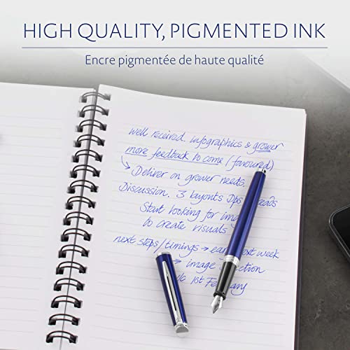 Waterman Fountain Pen Ink Cartridges, Long, Serenity Blue, 8 Count