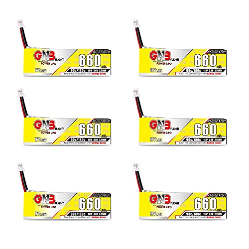 GAONENG 6pcs GNB LiPo 1S Battery 3.8V HV 660mAh