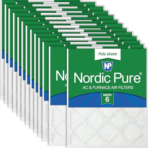 Nordic Pure 16x24x1 (Actual Size: 15 1/2 x 23 1/2 x 3/4) Poly Green MERV 6 AC Furnace Air Filters – Reduces Dust, Pollen, Pet Dander & Allergens – 24-Pack Image