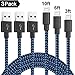 Lightning Cable, Znines 3Pack 3FT 6FT 10FT Nylon Braided 8 Pin Lightning to USB Sync and Charging Cable for Apple iPhone 7/7 Plus/6/6s/6 Plus/6s Plus/5/5c/5s/SE,iPad iPod Nano iPod Touch(Blue)