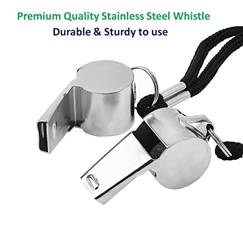 Giveet Metal Whistle with Lanyard, Stainless Steel and Durable, Extra loud Referee Coach Whistles for Football, Basketball, Soccer, School, Lifeguard Emergency, Pack of 6 PCS - Thumbnail 2