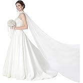 Mepase 142 Inch Pearl Bridal Neck Scarf Lace Cape Bridal Shawl for Wedding Long Pearl Shawl for Women Tulle Wrap for Evening