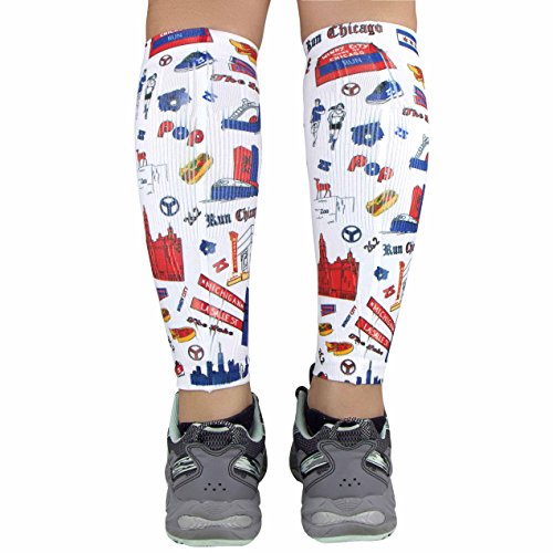 Zensah Compression Leg Sleeves – Helps Shin Splints, Leg Sleeves for Running (Small/Medium, Chicago Doodle) - Thumbnail 4