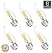 Hyperikon LED Edison Flame Tip Filament B11 Candle, 4W (40W Equivalent), Medium Base (E26), CRI 90+, Dimmable, 2700K (Warm White)
