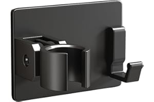 CNTJV Shower Head Holder Wall Mount for G1/2" Hose Connection Adjustable Shower Wand Handle Holder with Hooks Drill-Free Bathroom Accessories