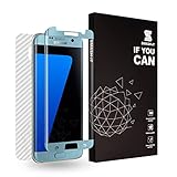 [Front and Back] Samsung Galaxy S7 Edge Screen Protector, [Case Compatible][Curve Fit Design] Smash-It Front 3D Tempered Glass Screen Protector and Back Carbon Fibre Film (Blue Version)