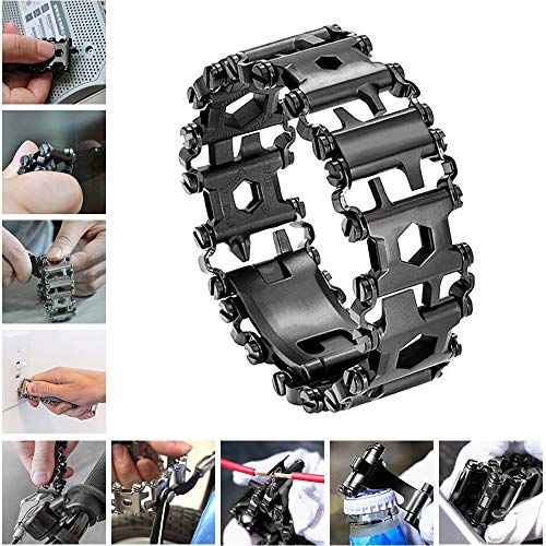 Outdoor Multifunction Tool Bracelet, 29 in 1 Emergency Tool Kit, Stainless Steel Tool Bracelet Tool for Hiking/Camping/Home Repair Gadgets