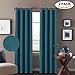 H.VERSAILTEX Linen Blackout Curtains 96 Inches Long for Bedroom/Living Room Thermal Insulated Grommet Curtains Primitive Textured Linen Burlap Effect Window Draperies 2 Panels - Heather Aegean Blue