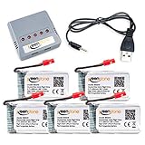 Keenstone 5Pcs Syma X5HC X5HW battery, 3.7V 600mAh 20C, with 5-Port Quick Charger, Overcharge Protection and Faster Charging Speed (Not Compatible with Contixo F5)