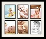 ArtToFrames Double-Multimat-1055-61/89-FRBW26079 Collage Photo Frame Double Mat with 6-8x10 Openings and Satin Black Frame, Super White, 6-8x10