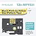 Brother P-touch Embellish Black Print on Yellow Stars Patterned tape TZEMPYS31 – ~½” Wide x 13.1’ Long for use with P-touch Embellish Ribbon & Tape Printer