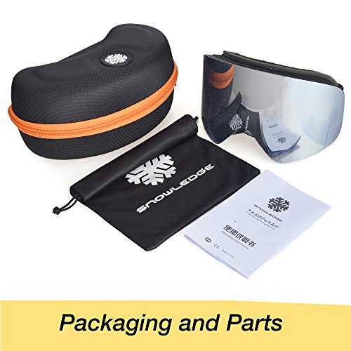 Snowledge Ski Goggles - Frameless, Exchangeable Double Cylindrical Lens with Anti Scratch and Anti Fog, Ski / Snowboard Goggles For Men,Women and Kids-100% UV Protection