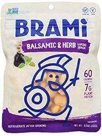 BRAMI Gluten Free High Protein Vegan Lupini Beans Snack, Balsamic & Herb, 8 Count