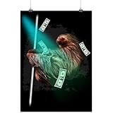 Sloth Cash Funny Animal Wild Funny Matte/Glossy Poster A0 (119cm x 84cm) | Wellcoda