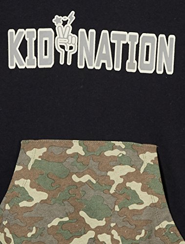 Kid Nation Kid's French Terry Printed Hoodie Sweatshirt for Boys and Girls XS Black - Thumbnail 2