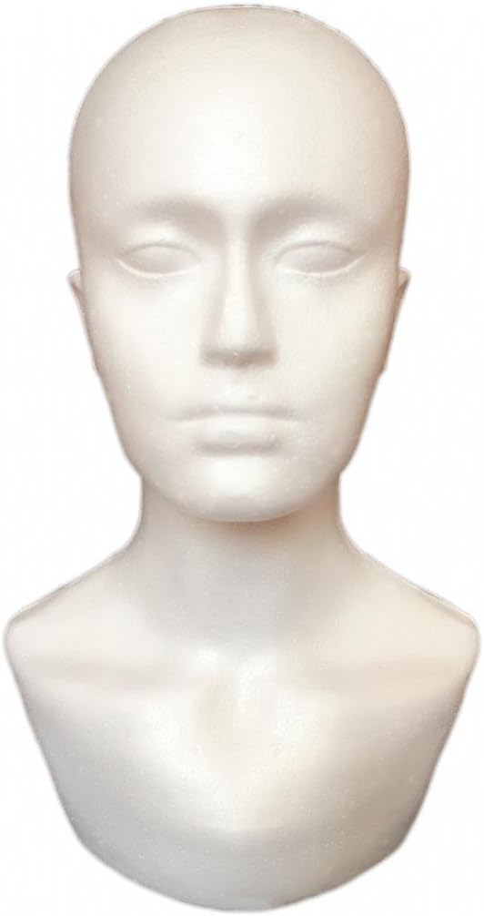 Momangel Male Foam Mannequin Head Model for Display Glasses Hat Wigs Scarves