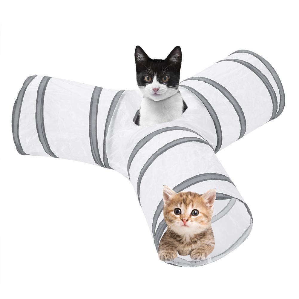 Pet Tunnel, Foldable 4 Color 3 Way Cat Tunnel Tube Play Toy Indoor Outdoor Pet Interactive Training Toy for Rabbits Kitty Kittens Puppy and Dogs(# 01)