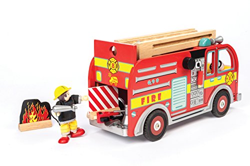 Le Toy Van Cars & Construction Collection Wooden Fire Engine Set Premium Wooden Toys for Kids Ages 3 Years & Up