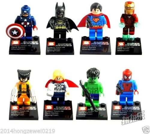 Lot of 8 Avengers Super Heroes Spiderman Superman Minifigure Building Blocks Toy