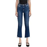 VERVET Women's High-Rise Raw Step Hem Cropped Kick Flare Jeans