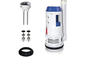Ulinlo Pouly 3-Inch Dual Flush Valve Repair Kit for Two-Piece Toilet, Includes 8" Height Flush Valve, 2.2" Threaded Button, Gasket, and Bolts – Top Push Button Dual Flush Valve Replacement and Repair