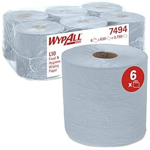 WypAll 7494 papieren doekjes voor levensmiddelen en hygiëne L10 met centrale uitname voor Roll Control dispenser, 1…