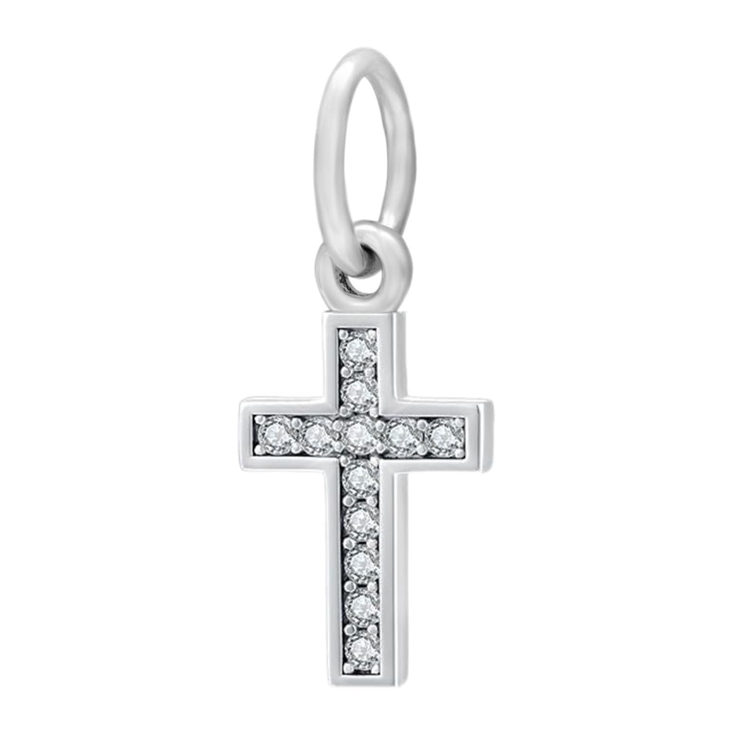 925 Sterling Silver Cross Charm Christian Charm Keep Faith Charm Anniversary Charm for Pandora Charm Bracelet (A)