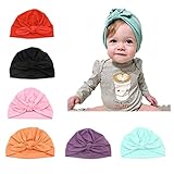 CANSHOW 6 Pcs Baby Hat Girl Newborn Beanie Cute Soft Cotton for Infant Girl Turban 3-12 Months