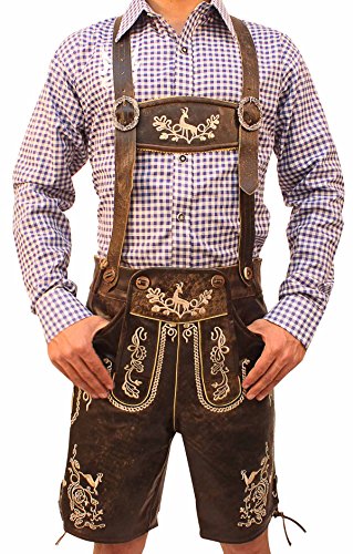 Oktoberfest Lederhosen, Authentic Trachten Short Lederhosen Wild Brown, German Costume for Men