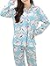 VENTELAN Women Sleepwear Cute Pig Pajamas Long Sleeve Cardigan Warm Loungewear