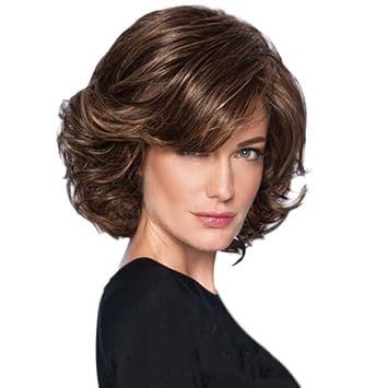 Amazon Com Short Bob Lace Front Wigs Wavy Ash Brown Ombre