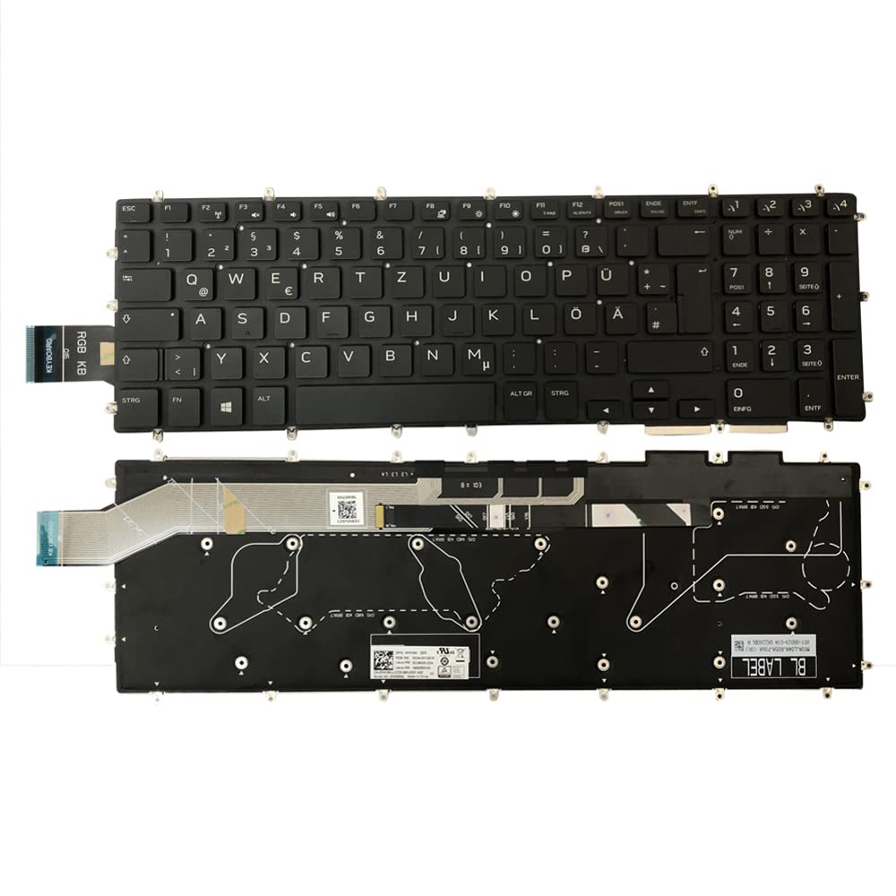 Gintai German Keyboard QWERTZ Backlit for Dell Alien-ware M15 R1 ALW15M, M17 R1 ALW17M 2019 P79F P79F001 0PNYM0 PNYM0 SN2280BL 0KN4-0D1GR16 SG-95000-2DA 19092300142 Keyboard Backlit