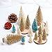 OurWarm 24Pcs Artificial Frosted Sisal Christmas Tree, Bottle Brush Trees with Wood Base DIY Crafts Mini Pine Tree for Christmas Home Table Top Decor Winter Ornaments Green, Gold and Ivory