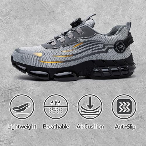 Gugifcto Safety Shoes Men Women Fashion Sneakers Non-slip Lightweight Breathable Comfortable Quick Release Safety Shoes with Steel Toe Cap 36-48 EU 36-48 EU