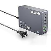 220W USB C Charger Block, 6-Port GaN USB C Charging Station PD 100W PC Laptop Fast Charger Adapter Compatible with iPhone 17, Galaxy 25, MacBook,ipad and More Devices(Gray)