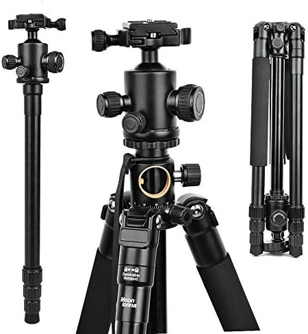 Moonlonna Camera Tripod, Vertical Horizontal Arm Compact Aluminium Monopod, Heavy Duty Advanced Tripods with 360 Panorama Ball Head for Canon,Sony, Nikon,Panasonic, Olympus, Fuji, Video Camera