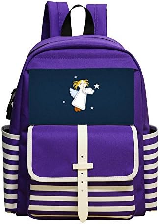 Cartoon Angel Unisex Kindergarten Purple Packback School Shoulder Backpack for Girls Boys