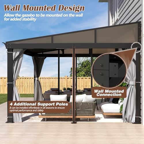 Raysfung 12' x 16' Hardtop Wall Mounted Gazebo Review: Lean-To Patio Shelter with Curtains image 15