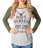 Naggoo Women's Christmas Letter Print Raglan Sleeve Jersey Baseball T-shirt Tops