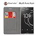 Feitenn Sony Xperia XZ1 Compact Premium Flip Leather PU Wallet Smart Case Stand Kickstand Card Holder Magnetic Closure Clear TPU Bumper Slim Thin Cover Case for Sony Xperia XZ1 Compact (Gray)