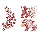Somotersea 24PCS 3D Butterfly Wall Decal Removable Refrigerator Magnets Stickers Decor for Kids Room Decoration Home and Bedroom Art Mural Red