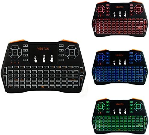 TJI i8plus 2.4GHz Colorful Backlit Mini Wireless Keyboard with Mouse Touchpad Combo, Rechargeable Portable and Remote Control Keyboard for Android TV Box, Smart TV, HTPC, IPTV, PC, Pad (Colorful)
