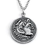 Azaggi 925 Sterling Silver Pendant Necklace Alexander III of Macedon Replica Ancient Coin Money Currency Numismatic Charm Pendant Necklace .This Unisex Silver Necklace is the Perfect Jewelry Gift