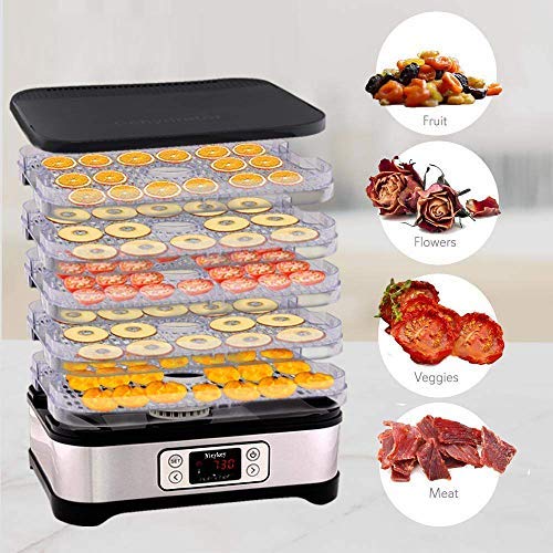 Food Dehydrator Machine, Jerky Dehydrators with Five Tray, Knob Button (5 trays-timer)